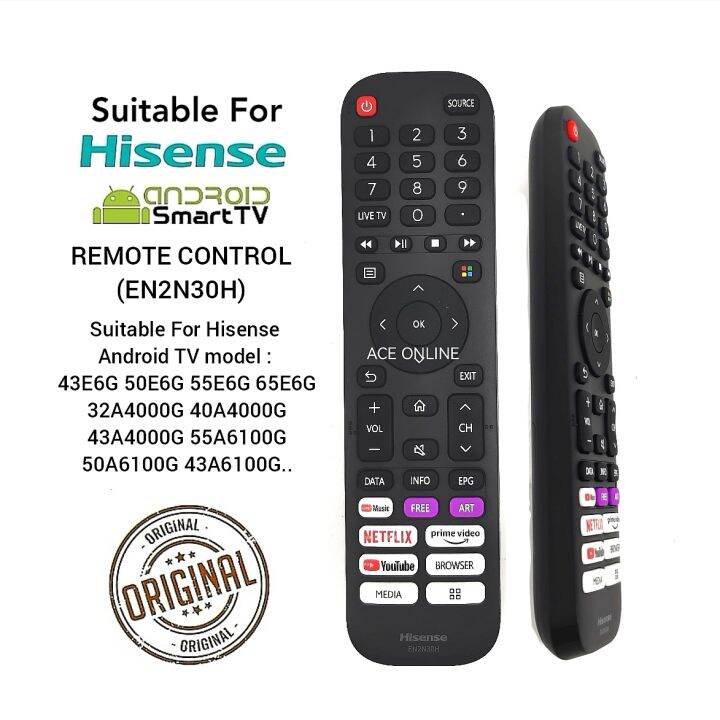 ORIGINAL HISENSE ANDROID SMART TV REMOTE CONTROL EN2N30H SUITABLE FOR