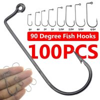 100Pcs High Carbon Steel 90 Degree Jig Fish Hooks Mixed Size Barbed for Outdoor Sea Ocean Fishing Fly fishing Accessories