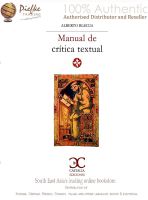 Manual Textual Criticism Manual (Literature and Society) (Spanish Edition) 100% Authentic‎ 9788497408189.