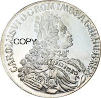 Auatria 1 Thaler Karl Vi Hall 1721 Cupronickel ชุบเงินเลียนแบบเหรียญ