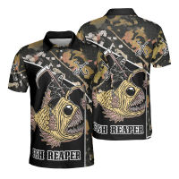 2023 new arrive- Father Reaper death skull fishing 3D AOP polo shirt