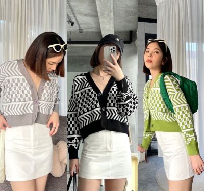 เสื้อแจ็คเก็ต เสื้อโค้ท ผู้หญิง CARDIGAN คาร์ดิแกนครอป เสื้อคลุม สเวตเตอร์ ไหมพรม