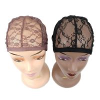 10PCS Black Brown Lace Wig Caps For Making Wigs Adjustable Dome Cap For Wig Hairnets Stretch Weaving Cap With Rose Flower