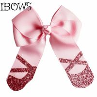 4.5" Newest  Ballet Shoes Hair Clips Boutique Girls Glitter Hair Bows For School Girls Cheer Bows Barrettes Hair Accessories