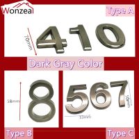 【LZ】▬☊  House Number Stickers Dark Gray Door Plate 5CM/6CM/7CM 3D Self Adhesive Sign Digit Tag Apartment Home Flat Mailbox Address Label