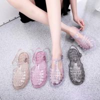 NUENG_SHOES รองเท้าแตะหนังแก้ว รองเท้ายางสีใสมีกากเพชร รัดส้น ยางนิ่มใส่สบายไม่กัดเท้า #sy155