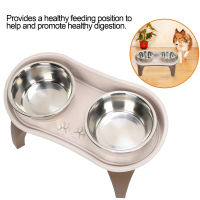 ถาดอาหารขนาดใหญ่ยกชามสแตนเลส Dog Feeder Raised Pet Bowl for Pet Cat Dog for Home