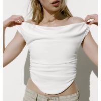 Zaraอาร์คันซอเสื้อยืดแขนกุดสีขาวเสื้อแจ็คเก็ตชายปล่อยสำหรับผู้หญิง,เสื้อทีเชิ้ตสีขาวมีเข็มขัดเก๋ไก๋2630636 250