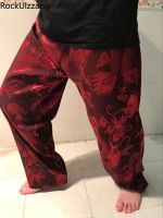 Oversized Satin Silky Dragon Straight Pant Plus Size Elastic Waistband Fashion Harajuku Men Trouser Lounge Workout Jogger Baggy