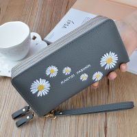 Womens Wallet Double Zipper Wallets Womens Long Clutch Fashion Korean Flower Double Layer Purse Credit Card Holder Phone Pack