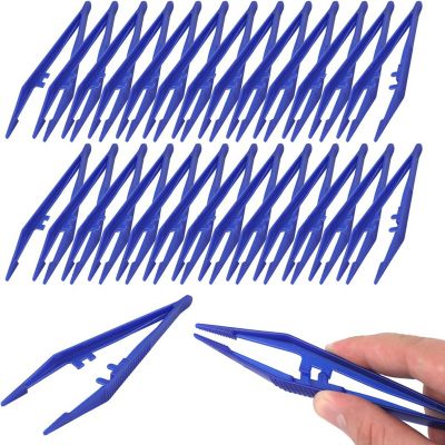 50 Pcs Plastic Tweezers Practical Craft Tweezers Plastic Forceps Crafting Tool For Kids Home School DIY Crafts