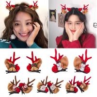 2PCS Christmas Hairpin Antler Hair Clips Deer Ear Christmas Party Headbands Festival Rubber Bands Ball Hair Accessories Gifts