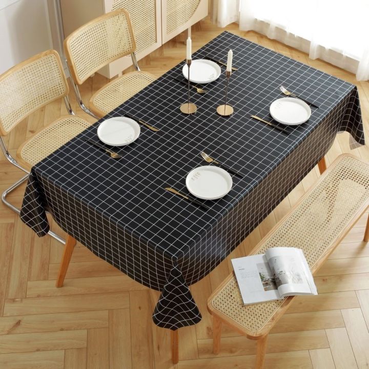 ผ้าคลุมโต๊ะพลาสติกกันน้ำกันรีดกันน้ำมันและไม่ซักสไตล์ผ้าปูโต๊ะสไตล์นอร์ดิกสไตล์-ins-หมอนโต๊ะสาวศิลปะชาหัวใจผ้าปูโต๊ะพลาสติก-linguaimy