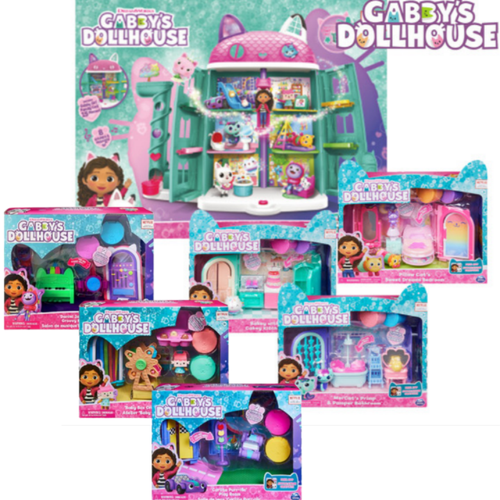 [FULL SET] Gabby's Dollhouse with 6 Extension Sets Dollhouse + Bakey