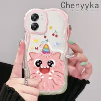 เคส Chenyyyka สำหรับ OPPO A57 2022 A77 2022 A77E A77S เคสการ์ตูนมอนสเตอร์ที่น่ารักลวดลายดีไซน์ใหม่เนื้อครีมขอบคลื่นนุ่มเคสมือถือกันกระแทกแบบใสโปร่งใสลายกล้องถ่ายรูปเรียบง่ายอ่อนโยนฝาครอบป้องกัน