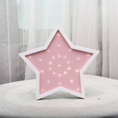 LED Night Light Wooden Craft Big Size Star Night Lamp Wall Hanging Battery Powered Bedroom Decoration Children Atmosphere Lights