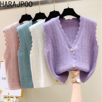 Harajpoo Women Vest Jacket Spring Autumn 2021 New Outer Sweater Korean Loose Knit Sweater Outer Wear Fashion Clothes Casual Tops