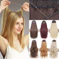 Synthetic No Clip Invisible Wire Hair Extensions Straight Blonde Piece False Hairpiece Extension