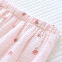 ；【‘；- Mini Sleep Suit Women Ruffles Strap Tops Cotton Print Fruit Causal Homewear Pajamas Set Baggy Elastic Nightwear Waist Bottoms