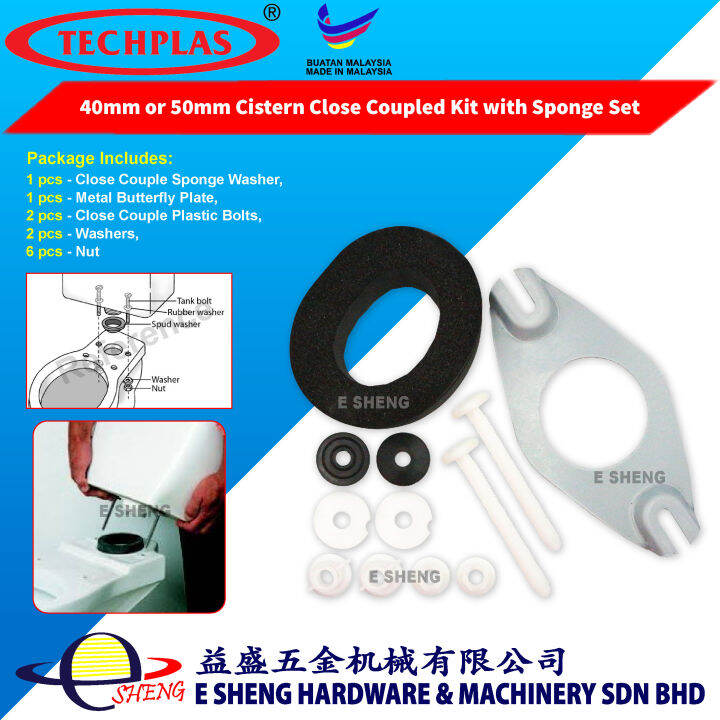 Techplas 40mm (1 1/2'') & 50mm (2'') Cistern Toilet Close Coupled Kit