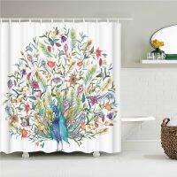 {Bathroom sale}ม่านอาบน้ำสีขาว Peacocks PatternFabric PolyesterCurtain Home Screen Decoration Bathroom Accessor Cortina