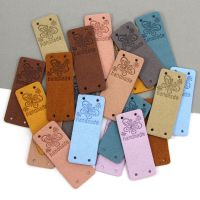 Butterfly Handmade Label 20Pcs Leather Labels For Clothing Handmade Tags For Needlework DIY Hat Sewing Accessories 2x5CM 10Color Labels