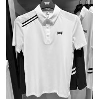 PXG เสื้อกอล์ฟแขนสั้นผู้ชาย,เสื้อโปโลกีฬาตาข่ายแห้งเร็วระบายอากาศเข้ารูปสำหรับฤดูร้อน