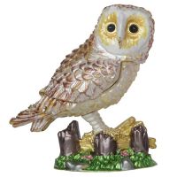 【No-profit】 Jime Shops Bejeweled Owl Trinket Box กล่องเครื่องประดับโลหะ Bird ตกแต่งสร้อยคอผู้ถือของขวัญสำหรับ Her
