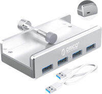 ORICO USB 3.0 Hub Clamp Adapter, Aluminum 4-Port USB Splitter with Extra Power Supply Port and 4.92 FT USB Data Cable, Ultra-Portable USB Expander for 2021 iMac /Laptop/PC With Extra Port Silver