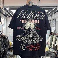 วินเทจคุณภาพสูง เสื้อยืดสีดำ Hellstar ผู้ชายผู้หญิง Tee Tops T เสื้อ Mon Compte