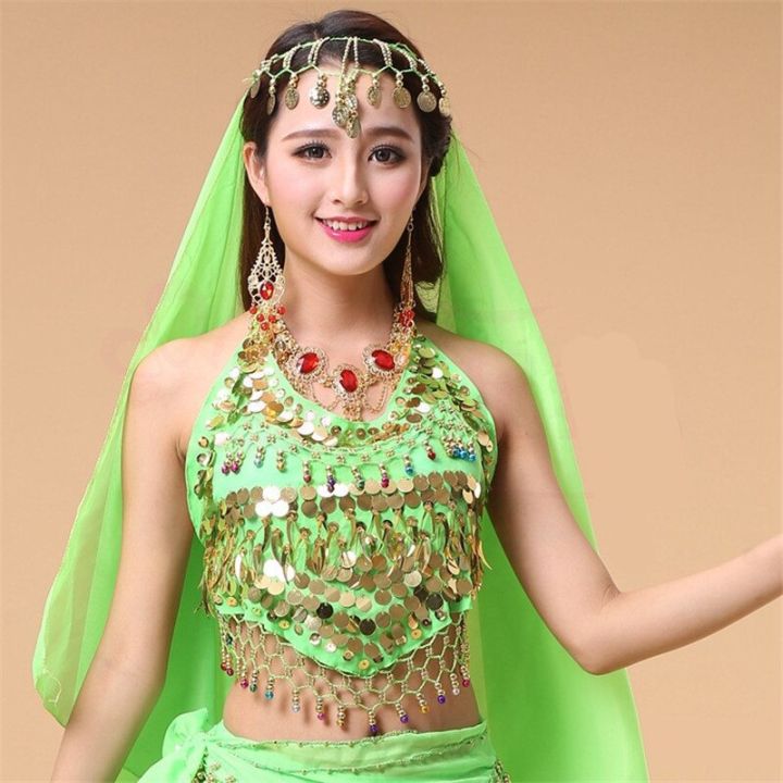 เสื้อชั้นในสำหรับเต้นท้องเหรียญชุดเต้นสไตล์อินเดียของผู้หญิงเสื้อโค้ท11สีมีขนาดขายดีใหม่