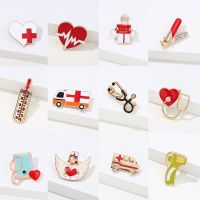 New Medicine Brooch Pin Stethoscope Electrocardiogram Shaped Enamel Metal Doctor Lapel Jewelry