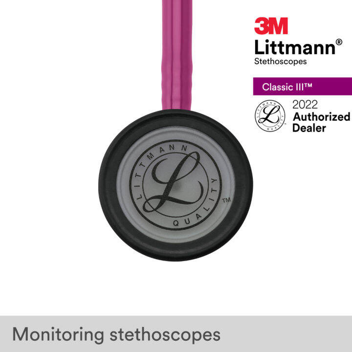 3m-littmann-classic-iii-stethoscope-27-inch-5871-raspberry-tube-smoke-finish-chestpiece-stainless-stem-amp-eartubes