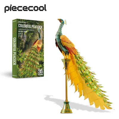 Piececool 3D โลหะปริศนาสำหรับผู้ใหญ่ที่มีสีสันนกยูงชุดรูปแบบสัตว์อาคารชุด DIY จิ๊กซอว์ปริศนาของขวัญวันเกิดสำหรับเด็ก
