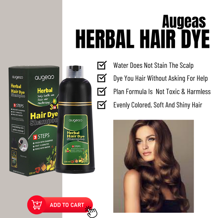 AUGEAS Herbal Hair Dye shampoo household bubble foam hair dye | Lazada PH