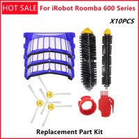 :{”》ชุดอะไหล่สำหรับ Irobot Roomba 600ชุด610 620 625 630 650เครื่องตีสุญญากาศ660แปรงสำหรับผมแข็ง + ตัวกรอง Aero Vac + แปรงด้านข้าง