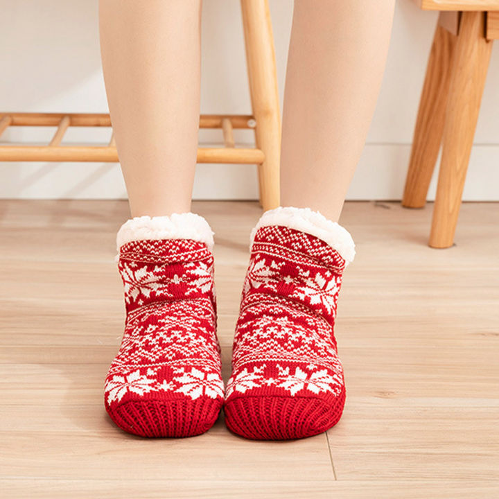 ถุงเท้าสลิปเปอร์ซิลิโคนกำมะหยี่หนาสำหรับผู้หญิงสีทึบฤดูใบไม้ร่วงและฤดูหนาว