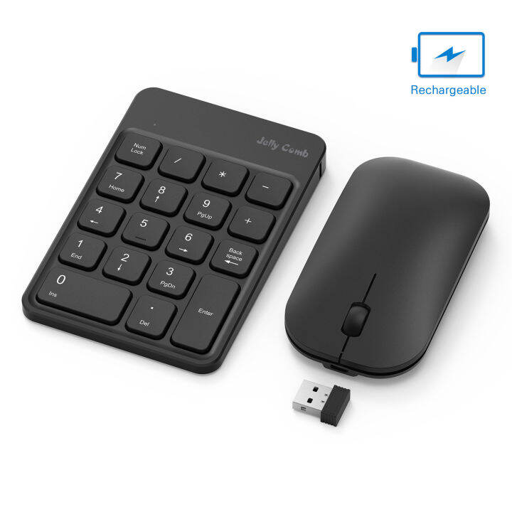 CWJelly Comb Wireless Numeric Keypad and Mouse Combo 2.4G Rechargeable Number Keypad & Mouse Set