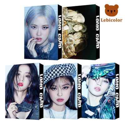 จัดส่งรวดเร็วชุดการ์ด Lomo Kpop สีดำและสีชมพู30cs เด็กสาวน่ารัก Jisoo Jennie Lisa Rose Photocards 88x56mm