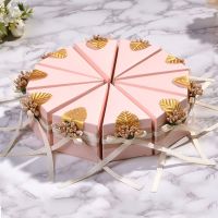 Amawill 50pcs/Lot Cake Style Triangle Wedding Candy Box Birthday Party Baby Shower Triangle Chocolate Gifts Boxes Party Favors