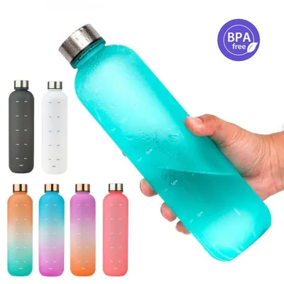 1 Liters Water Bottle Motivational Drinking Bottle Sports Water Bottles With Time Marker Stickers Portable Reusable Plastic Cups