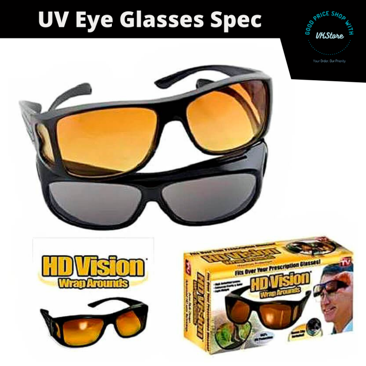 Hd Vision Spec Wrap Around Sunglasses Eyes Uv Protection Driving Anti Glare Glasses Night Vision