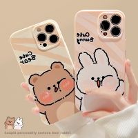 couple phone case cute bear and rabbit tpu silicone material for apple iphone case 11 12 13 14 Pro max plus