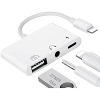 Lightning To USB Adapter 3 In 1 USB OTG Adapter With Charging Port And 3.5 Mm Headphone Jack For Iphone 13/12/11 Pro/X/8/7