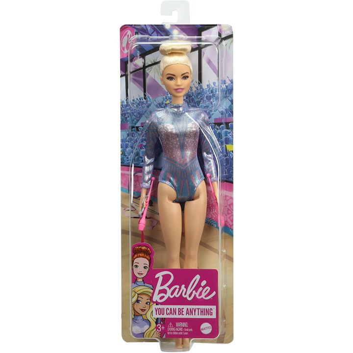 barbie-ตุ๊กตาผมทองรัดรูปแวววาวสำหรับนักยิมนาสติกลีลาพร้อมอุปกรณ์เสริมชุดของเล่น-gtn65ของขวัญวันเกิดเด็กผู้หญิงกีฬา