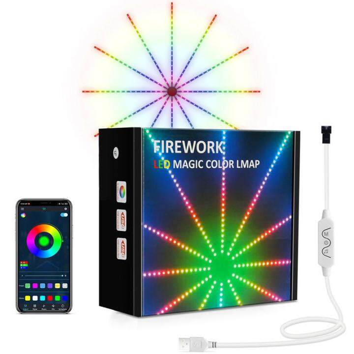 ดอกไม้ไฟ-usb-ไฟแถบไฟ-led-rgb-ควบคุมเพลงบลูทูธดาวกระจายไฟพร้อมรีโมทคอนโทลสายไฟคริสต์มาสพลุหรี่แสงได้แถบไฟ-led-แสงสำหรับบาร์แถบไฟ-led