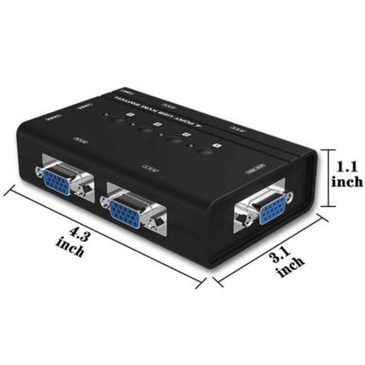 kvm-4-port-vga-kvm-switch-with-usb-hub-พร้อมสาย-4เส้น