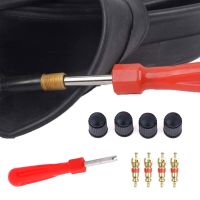 【CW】 1 Set Tire Service 4 Cores Caps Stem Screwdriver Repair for Car Motorcycle Bus Truck