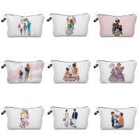 Casual Lovely Cartoon Super Mama Print Makeup Bag Folding Women Mom and Father Baby Family Cute Cosmetics Bags Cosmetic Bag