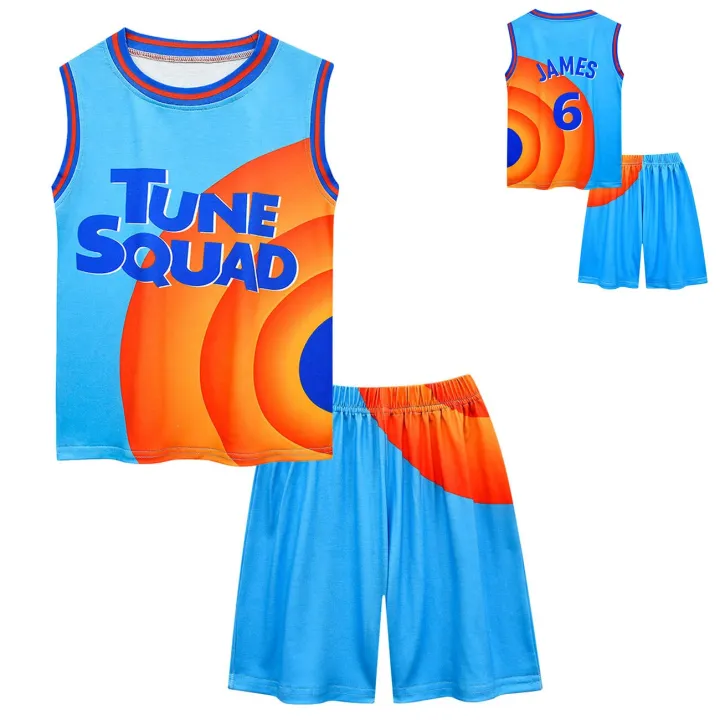 Space 2 Jam Jersey Kids James Cosplay Costume Tune Squad Basket Shirt